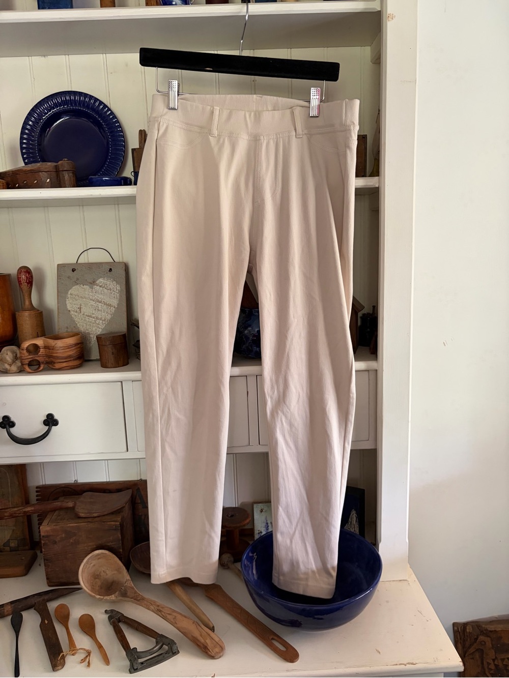 Muji Light Beige Stretch Pull-On Pants